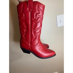 Red Cowgirl Boots Soda Mid Calf Size 5.5